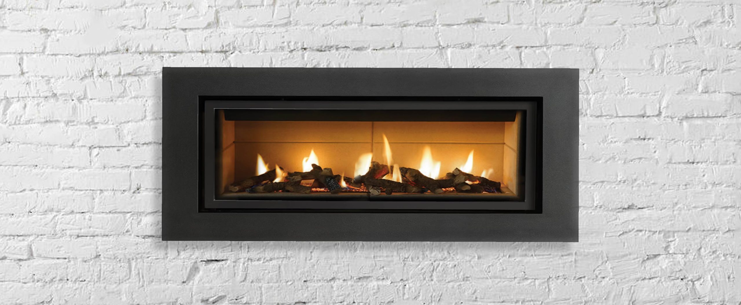 closeup of gas fireplace